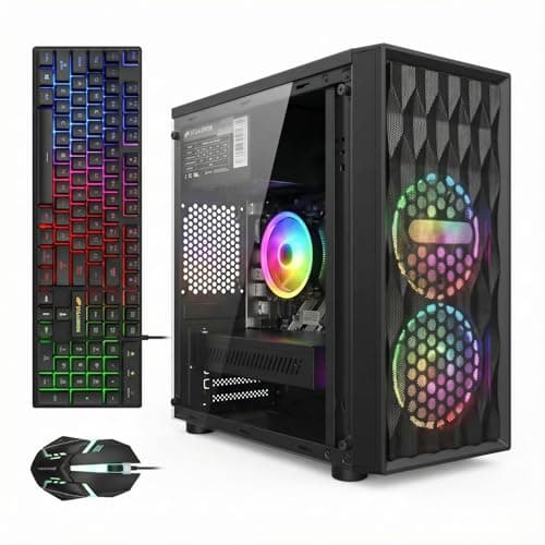 STGAubron Gaming PC Computer Desktop, Radeon RX 560 4G, Intel Core I7 8th up to 4.1GHz, 16G DDR4, 512G SSD, WiFi 6 & BT 5.2, RGB Fan x2, Windows 11 Home