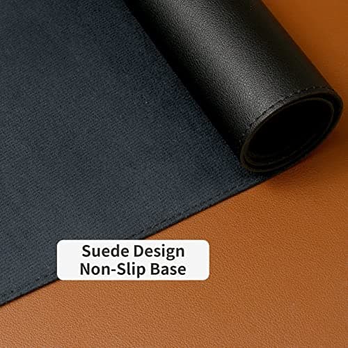 Leather Desk Pad,Wolaile 36x17 inch Large Mouse Pad,Waterproof Non-Slip Writing Desk Blotter,Computer Mat Desktop Protector for Office Home,Black 9