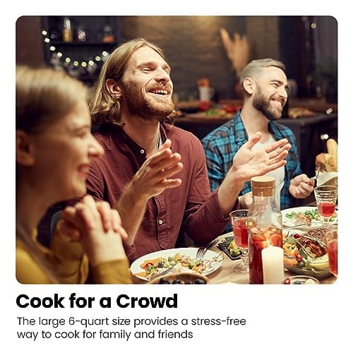 Chefman 6 Quart Slow Cooker with Locking Lid, Ceramic Crock with Portable Cook and Carry Travel Latching Lock, Large Easy Clean Dishwasher Safe Pot Insert, Manual 3 Heat Settings, Stainless Steel 5