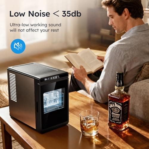 2'' Clear Ice Square Maker Machine,200 PCS/Day,Ice Cube Maker with Automatic Cleaning,Crystal-Clear & Slow-Melting Ice Spheres for Cocktails & Whiskey 6