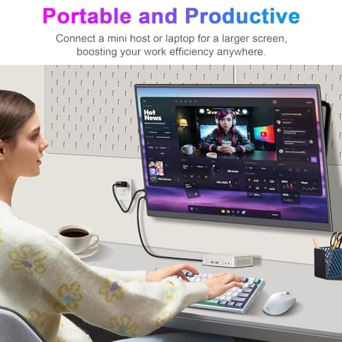 AHXJKA 16.1" 144Hz Portable Monitor for Gaming with Kickstand- HDR Eye Careful, 100% sRGB FHD IPS HDR Portable Monitor for Laptop with Built-in Speakers Compatible with Laptop PC Phone PS5/4 Switch 6