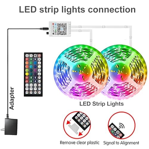 Tenmiro Led Lights for Bedroom 100ft (2 Rolls of 50ft) Music Sync Color Changing Strip Lights with Remote and App Control RGB Strip, for Room Home Party Decoration 5