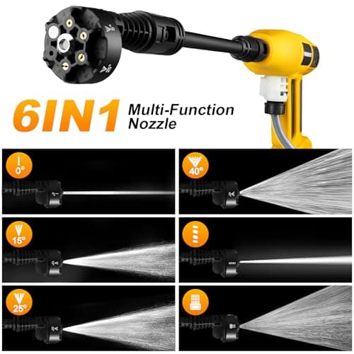 Cordless Pressure Washer with Faucet & Garden Hose Connector, 5.0Ah Battery, 2000PSI MAX Portable Pressure Washer with Brushless Motor, 4 Speed Adjustment LCD Touch Screen, 6-in-1 Nozzle 8