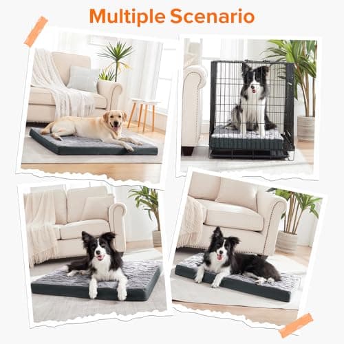 JOEJOY Orthopedic Dog Bed for Extra Large Medium Dogs, Big Dog Bed with Removable Waterproof Cover, Egg Crate Foam Pet Bed Mat, Washable Dog Crate Bed with Non-Slip Bottom, 44x32 Inch 6