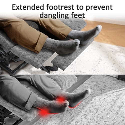 MCombo Power Lift Recliner Chair with Extended Footrest for Elderly People, Fabric 7287/7087 (Dark Gray, Medium) 7