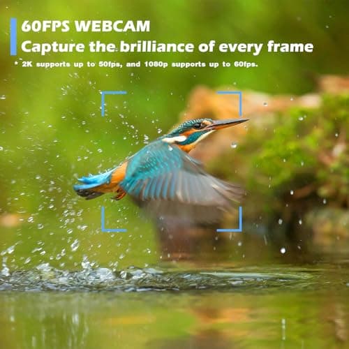 Svcouok W4 2K Autofocus Webcam with Dual Mics & LED Light, 1080P 60fps/2K 50fps, USB Streaming Camera for PC, Laptop, Switch 2, Desktop - Plug and Play 7