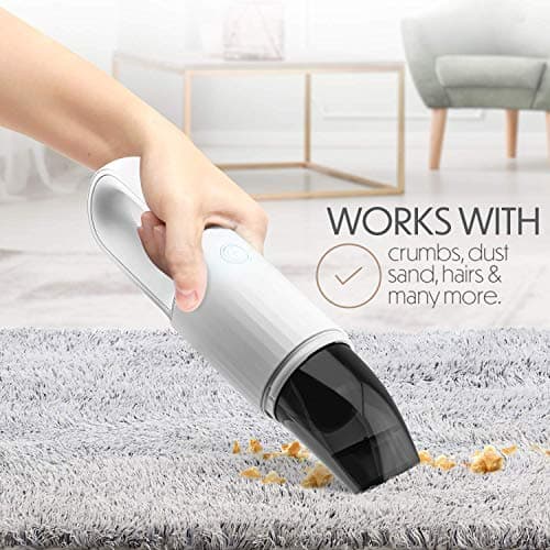 STARUMENT Portable Hand Vacuum Cleaner Handheld Cordless Cleaner for Dust Pet Hair Dirt, Home, Car Interior, Lightweight, Easy to Use, Compact Design Battery Rechargeable with USB-C Cable White 7