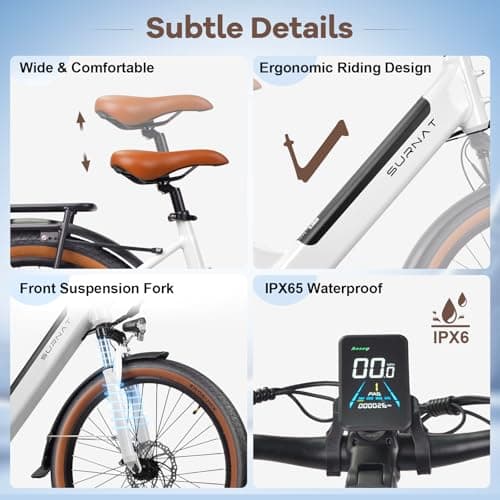 Electric Bike for Adults - Peak 850W 25MPH Motor 48V 12Ah Removable Battery Ebike, 26"x2.4" Step Through Electric Bicycle for Men Women, UL Certified Commuter E-Bike with 7-Speed & Dual Suspension 6