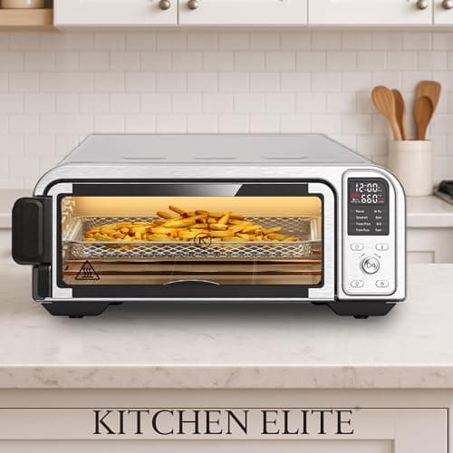 Kitchen Elite 8 in 1 Digital Toaster Oven Air Fryer Combo with Touch Panel and 12 Inch Pizza Capacity, Stainless Steel, Silver 8