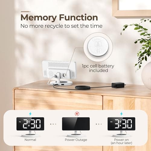 Digital Alarm Clock with Wireless Charging, Mirrored LED Clock for Bedroom Decor with 5 Brightness+OFF, USB Charger, Progressive Volume, Dimmable Light Alarm Clock for Home, Bedroom Office Decor 7