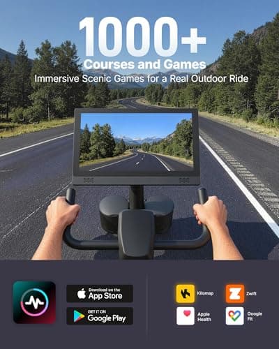 Merach Exercise Bike, Magnetic Stationary Bike with 15.6"HD Screen, Low Noise Indoor Cycling Bike with 300lbs Weight Capacity, Comfortable Bike Seat, Tablet Mount and Fitness Courses for Weight Loss 8