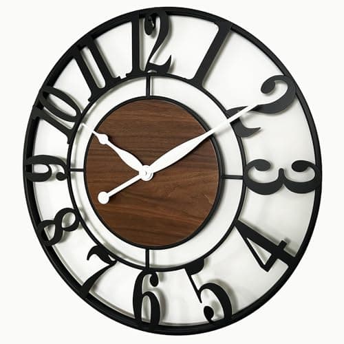 Alarllok Large Wall Clock for Living Room Decor - 24 Inch Metal Big Wall Clocks Rustic Decorative for Kitchen,Fireplace,Farmhouse (Black) 9