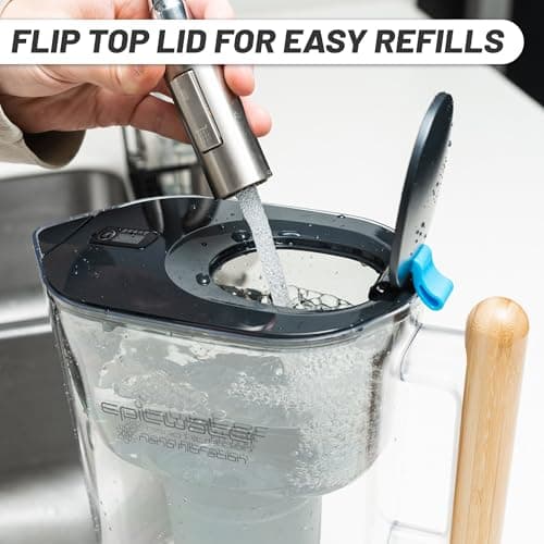 Epic Nano XP | Water Filter Pitchers for Drinking Water | 10 Cup | 150 Gallon Filter | Gravity Water Filter (Black & Bamboo) 6