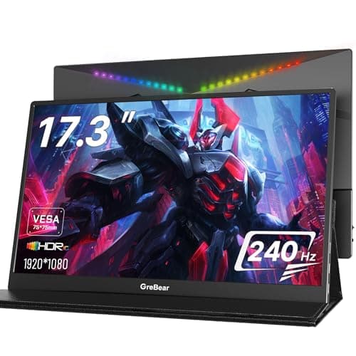 𝟮𝟰𝟬𝙃𝙕 17.3" Portable Gaming Monitor 1080P HDR 𝙄𝙋𝙎 Screen 𝙍𝙂𝘽 𝘿𝙮𝙣𝙖𝙢𝙞𝙘 𝘽𝙖𝙘𝙠𝙡𝙞𝙜𝙝𝙩 HDMI USB-C Laptop Display Extender, PC Second Screen w/Cover & Speakers for Switch PS4/5 VESA