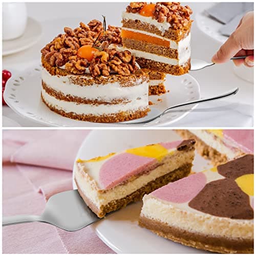 Eisinly Serving Utensils, Set of 6 Large Serving Spoons Forks Tongs Butter Knife and Pie Server, Thickened Stainless Steel Buffet Catering Flatware Serving Set for Party Banquet 5