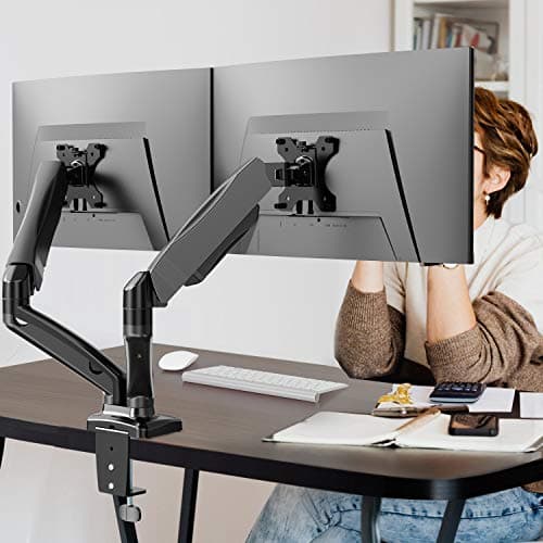 WALI Dual Monitor Mount for 17-32 inch Screens, Dual Monitor Arms for 2 Monitors Holds 19.8 lbs, Adjustable Gas Spring Dual Monitor Stand for Desk, VESA Mount 75x75/100x100mm (GSMP002), Black 10