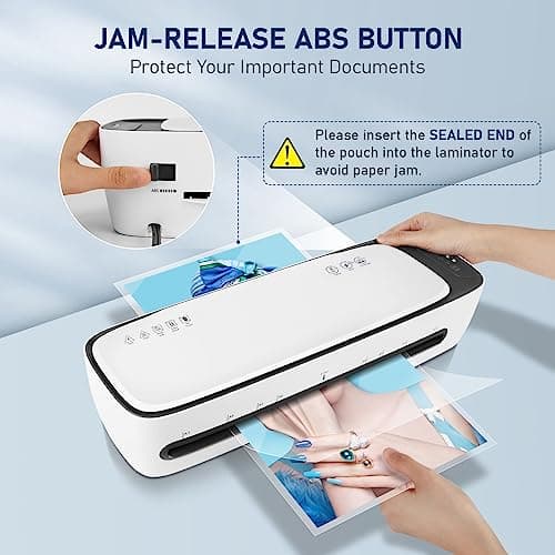 Zyerch Laminator Machine, A3/A4/A5/A6 Lamination Machine with Sheets 12 Pouches, Paper Trimmer and Corner Rounder, 13'' Thermal Laminator for Home Office School Use, 60s Fast Warm-Up, White 6
