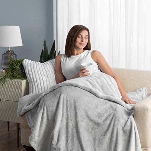 15 lbs Plush Weighted Blanket with Removable & Washable Cover, Grey (48 in. x 72 in.) 5