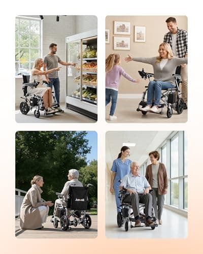 Juswell Electric Wheelchair for Adults, Foldable Motorized Wheelchair with 15 Miles Long Travel Range All Terrain Compact Portable Wheelchairs for Adults Support 350LB,18" Wider 9