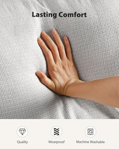 Pipishell 89" 3 Seater Sofa Couch with Deep Seats & Wide Armrests, Supportive Futon with Thickened Cushion, Comfy Cotton-Linen Couches for Living Room,Removable & Washable Covers,Grey 5