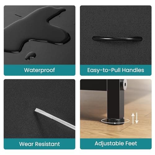 OLIXIS Dresser, Storage with 5 Organizer Closet Chest Small Clothes Fabric Cabinet, Kids Furniture Drawer Binis, Nightstand for Bedroom, Living Room, Nursery, Entryway, Matte Black 7