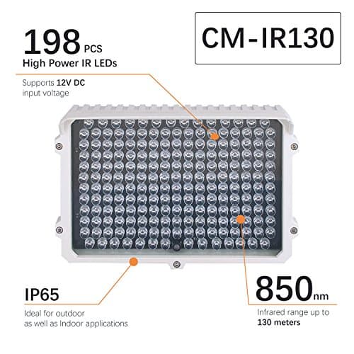CMVision IR130-198 LED Indoor/Outdoor Long Range 300-400ft IR Illuminator with Free 3A 12VDC Adaptor 5