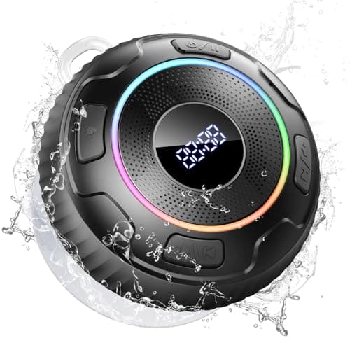 Bluetooth Shower Speaker, Portable Speakers Bluetooth 5.3 IPX7 Waterproof Wireless Speaker with LED Light, 360°Sound with Suction Cup for Shower, Pool, Beach Kayaking ,Great Gift for All Ages