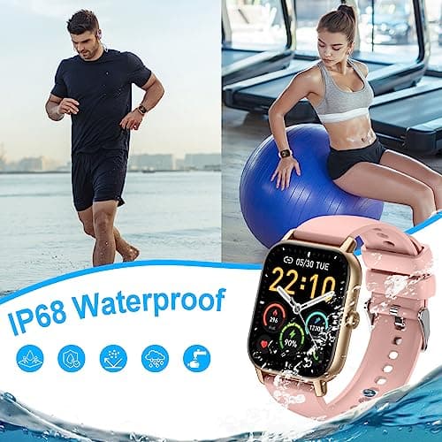 Nerunsa Smart Watch(Answer/Make Call), 1.85'' Smartwatch IP68 Waterproof, 100+ Sport Modes Fitness Activity Tracker, Heart Rate Sleep Monitor, Pedometer, Watches Android iOS, 2023, Rose Gold (P66RD) 7