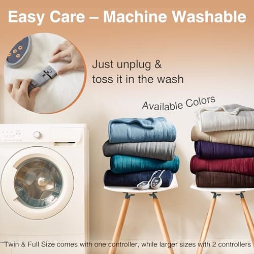 Beautyrest Heated Blanket, Electric Blanket, Soft, Warm, Reversible Plush - Sherpa Heating Blanket with 20 Heat Settings, 1-10 hrs Timer Auto Shut Off, Machine Washable, Queen (90 inx84 in), Grey 7