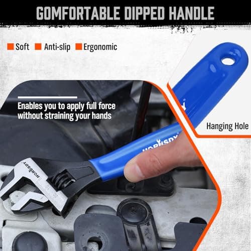 HORUSDY 3-Piece Adjustable Wrench Set (6/8/10 in), Wide Jaw Black Oxide Finish, Cr-V Steel, Metric & SAE Scales, Adjustable Spanner Set for Home Garage Workshop 7
