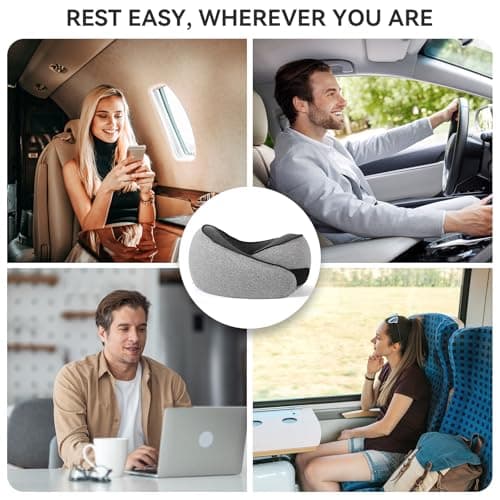 SZXYX Travel Pillows - 100% Pure Memory Foam Neck Pillow for Airplanes, Comfortable Breathable Cover, 360° Support Stowable Pillows for Sleeping, Car, Airport Travel Essentials Dark Grey 6