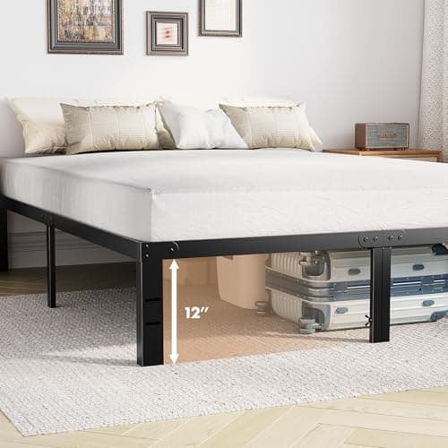 DUMOS Bed Frame - Full Size Metal Platform Bed Frames Mattress Foundation with Steel Slat Support, No Box Spring Needed, Storage Space Under Base, Easy Assembly, Black 6
