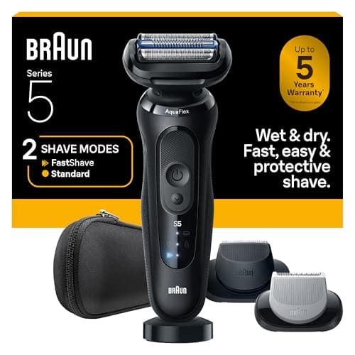 Braun Electric Razor for Men Series 5, Beard Shaver, Electric Shaver with Body Groomer and Travel Case, S5 5155cs