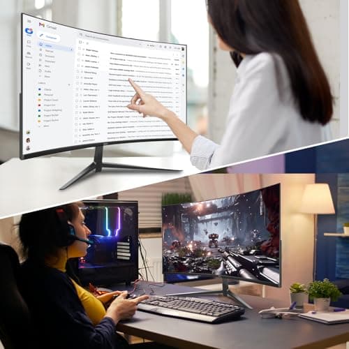 ZZA Curved Monitor 27 Inch with 2K 2560 x 1440 75hz,Computer Monitor 27 inch QHD with HDMI,DP and Wall Mountable,Tilt Adjustability PC 1440p 1650R Monitor for Working,Gaming 6