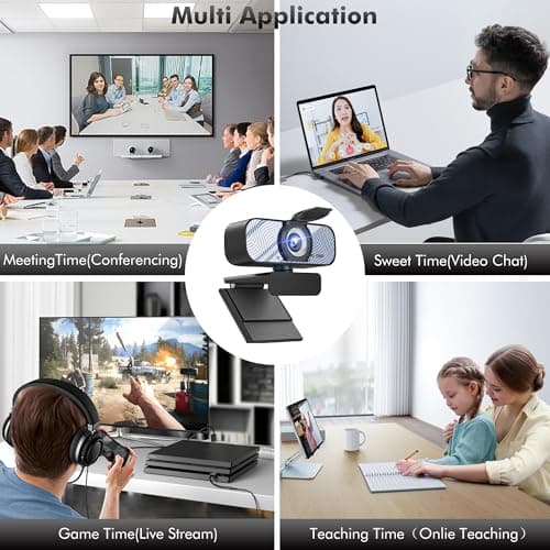 Gozvrpus USB HD Webcam with Built-in Microphone and Rotatable Tripod, 1080P Video, Wide Angle Camera, Privacy Cover, for Desktop PC or Laptop Computer（White） 7