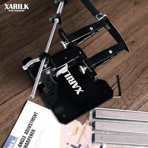XARILK GEN3 Guided Knife Sharpening System, Aluminium | Professional knife sharpener, Knife Sharpening Kit W / 3 Al Plates Diamond (320#, 800#, 2000#) for For Hunting & Kitchen Knives 8