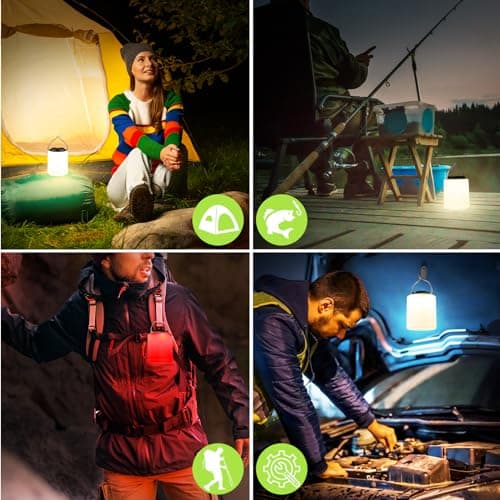 BOBKID LED Camping Lantern, Rechargeable Camping Light, 4 Modes Outdoor Flashlights Lanterns with 1000LM, Water Resistant Portable Emergency Camp Light for Hurricane Hiking Survival Kits - Black 8