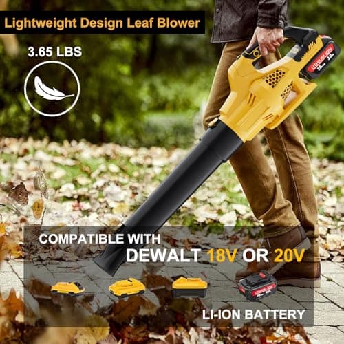 Leaf Blower Cordless Compatible with Dewalt 20V Max Battery, 500CFM & 6 Speed Modes, Electric Cordless Leaf Blower with 2 x 3.0Ah Battery and Charger, Blowers for Lawn Care, Blowing Leaves, Dust, Snow 6