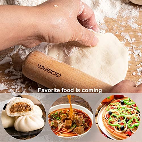 GOBAM Wood Rolling Pin, Small - Dough Roller for Pasta, Cookies, Pie, Pizza, Chapati, Fondant, Rolling Pins for Baking, Bread Making Tools and Supplies - 11 x 1.38 Inches 7