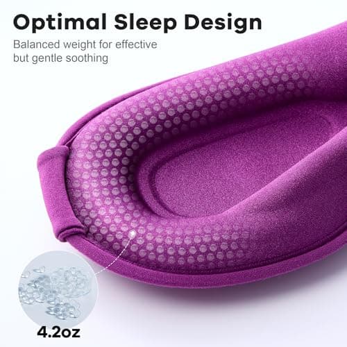 Weighted Sleep Mask 2 Pack - 3D Contoured Eye Masks for Sleep, Best Blackout Sleep Masks for Women Men, Eye Mask for Travel, Meditation, Airplane, Memory Foam, Adjustable Strap, Black Purple 8