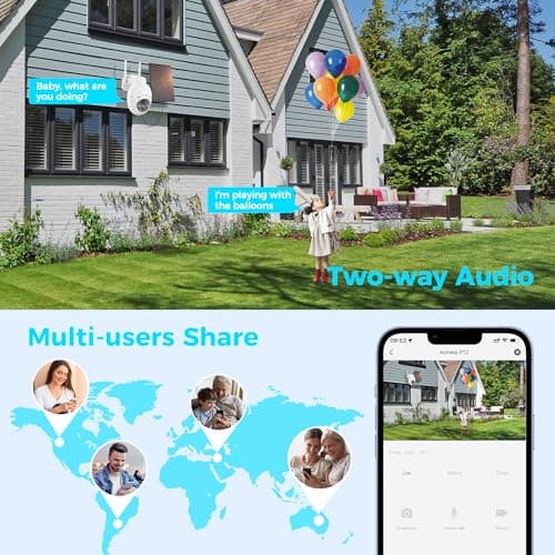 Aomeisi G2 Solar Security Camera Outdoor,360°View Pan/Tilt,Two-Way Talk,Easy to Setup,Audible Flashlight Alarm,Motion Alert,SD Slot Cloud Storage,Tech Support,Work with Alexa Google Home,CloudEdge 6