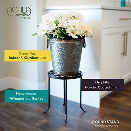 Achla Designs VTT-01 Round Trivet Wrought Iron Plant Stand, Graphite 8