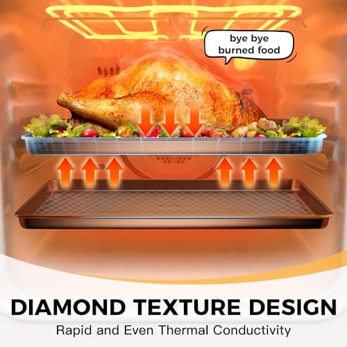 HONGBAKE 2 Pack Half Sheet Baking Pans,Non Stick Baking Sheet for Oven, 57% Thicker Carbon Steel Cookie Sheets for baking, 17.5" x 12" Cookie Trays 6