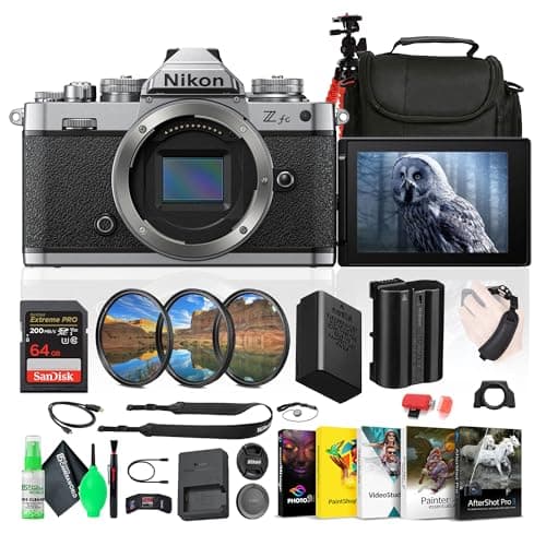 Nikon Z fc DX-Format Mirrorless Camera (1671) + EN-EL25 Battery + 64GB Memory Card + Photography Software + Camera Bag + Flexible Tripod + Cleaning Kit + HDMI Cable + Hand Strap + More