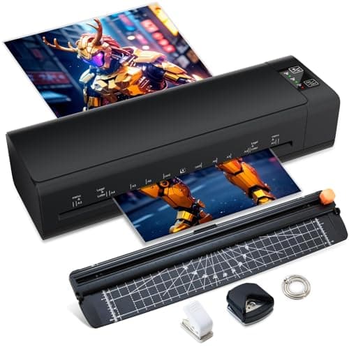 13 Inch Laminator Machine, A-3 9-in-1 Thermal Laminator with Sheets for Hot & Cold Laminating Machine, Features Fast 60-Sec Warm Technology and Never-Jam Design for Home,Office,or School Use (Black)