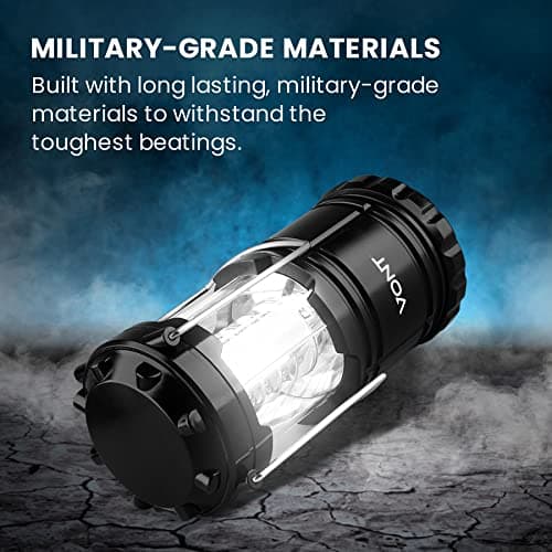 Vont 4 Pack LED Camping Lantern, LED Lanterns, Suitable Survival Kits for Hurricane, Emergency Light for Storm, Outages, Outdoor Portable Lanterns, Black, Collapsible, (Batteries Included) 5