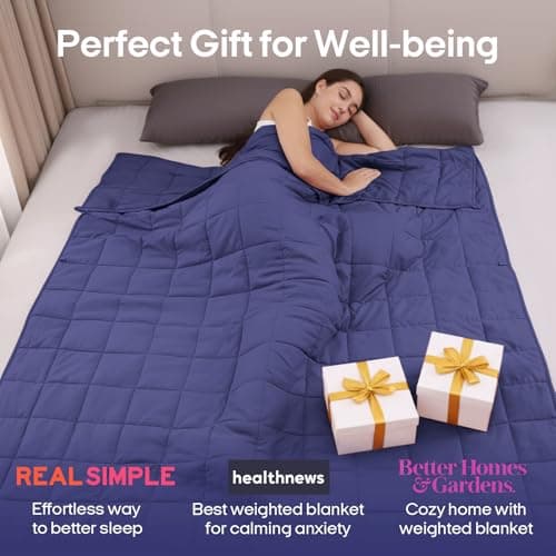 ZonLi Weighted Blanket for Adults (60"x80", 15lbs, Dusk Blue) Queen Size High Breathability Cooling Heavy Blanket, Soft Material with Premium Glass Beads, All-Season, Easy Care 5