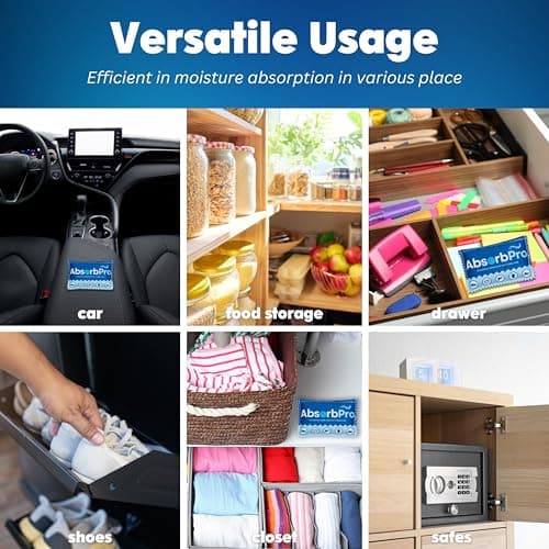 Rechargeable Dehumidifier Bag 5-Pack - 100g Reusable Moisture Absorbers - Silica Gel Packets for Bins, Totes, Gun Safe, Food Storage, Clothes, Cars, and Boats 6