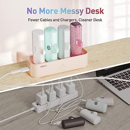 iWALK LinkPod Station for iWALK LinkPod Portable Charger 4500mAh, 4800mAh,5000mAh Power Bank for iPhone Charging Station Multiple USB-C Family-Sized Charger Station for Home(Station Only), Pink 6