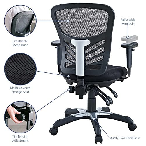 Modway EEI-757-BLK Articulate Ergonomic Mesh Office Chair in Black 7